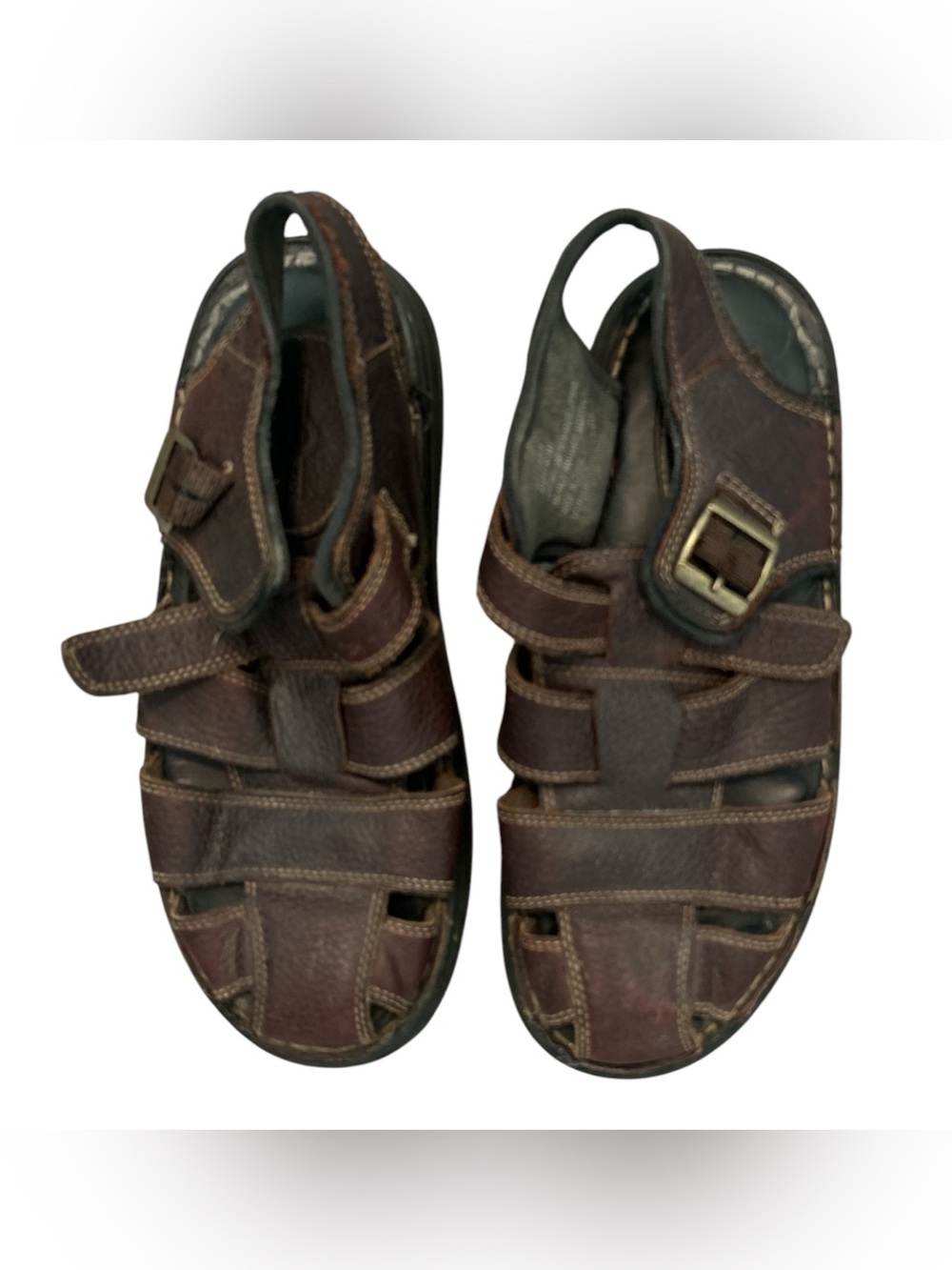 Earth Shoe  Brown Leather Fisherman Sandals Men’s US 12Adjustable